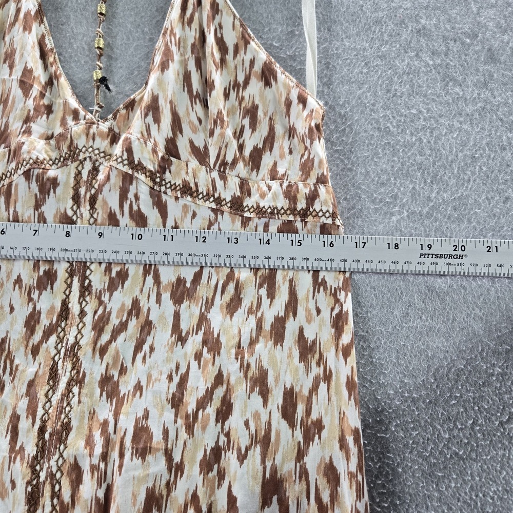 Aerie Women Dress L Brown Geometric Slit Maxi Bohemian Embroidered - Picture 8 of 10